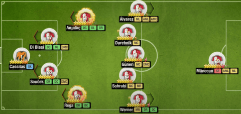 Top Eleven 4-5-1 formation with tactics