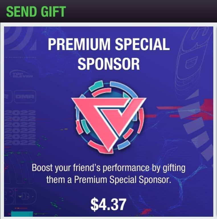 win premium special sponsor top eleven gift