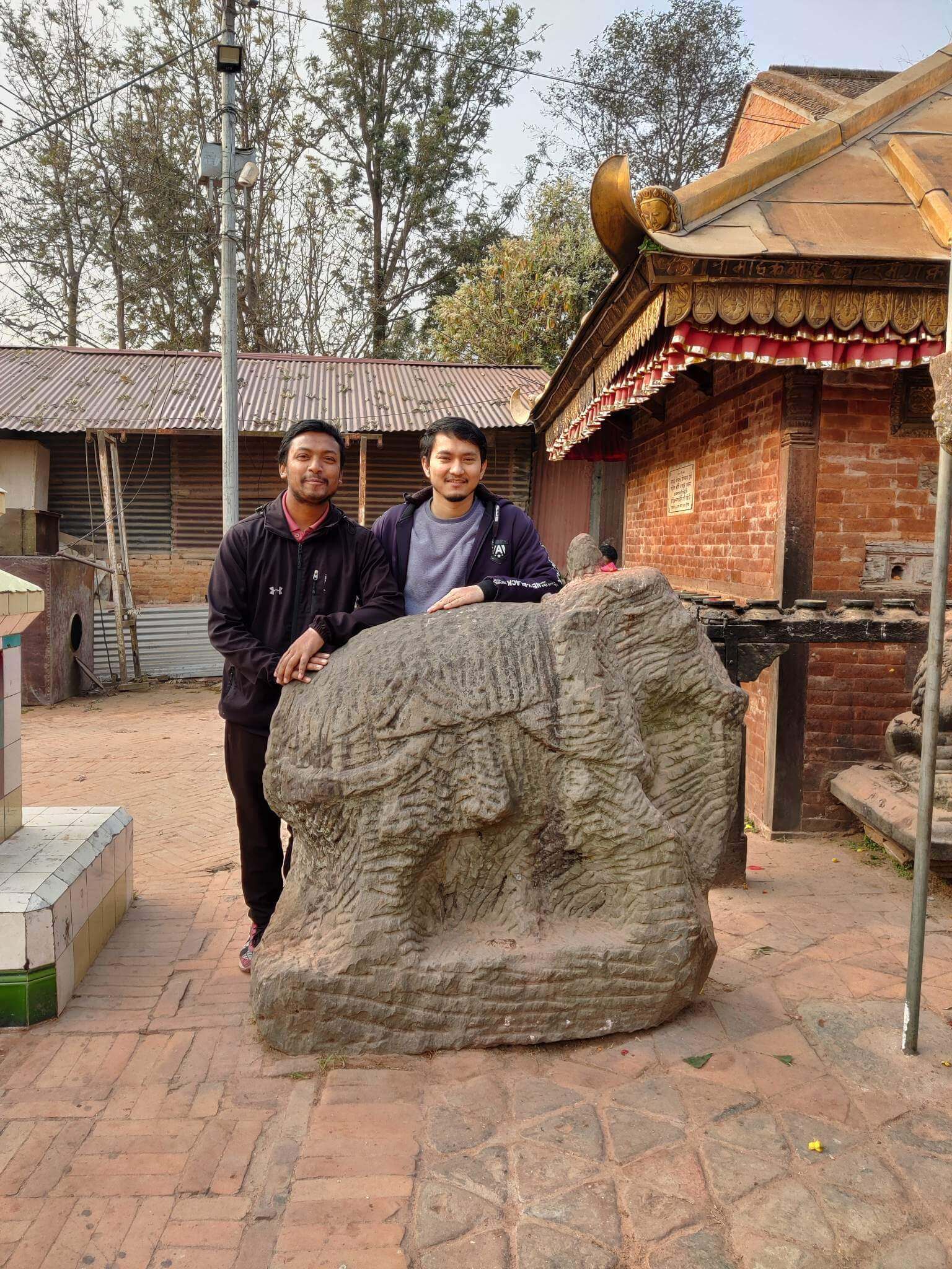 incomplete elephant statue of changunarayan temple