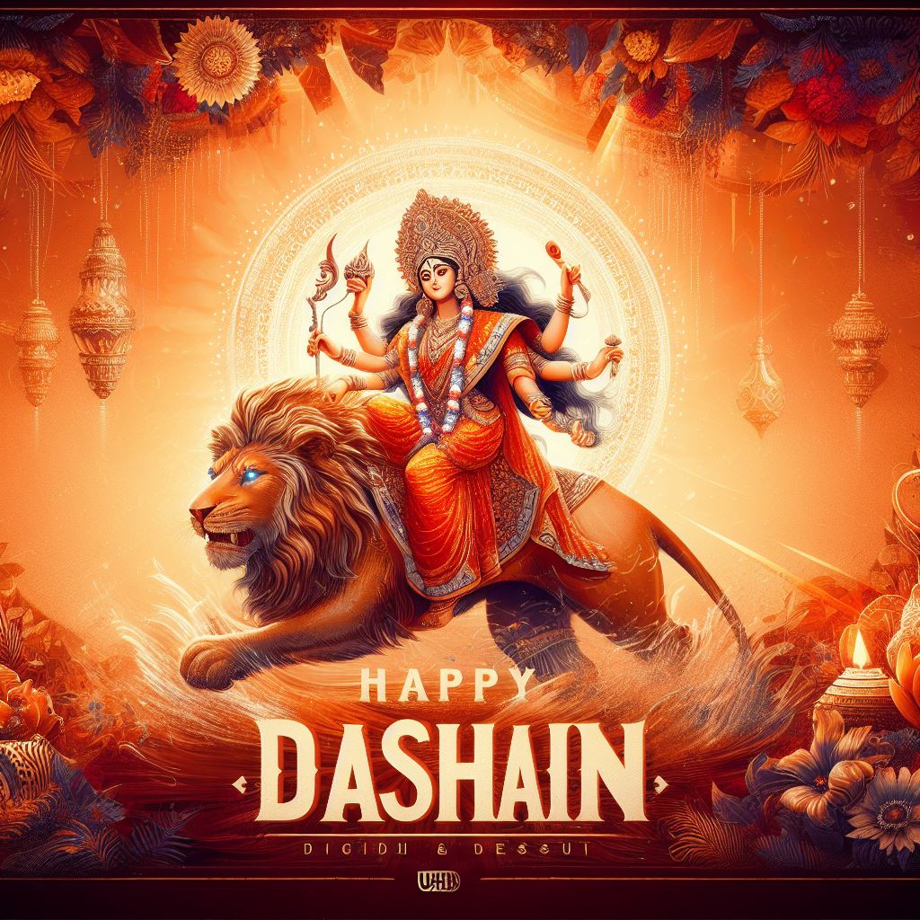 Happy Dashain social media poster design of Durga bhawani