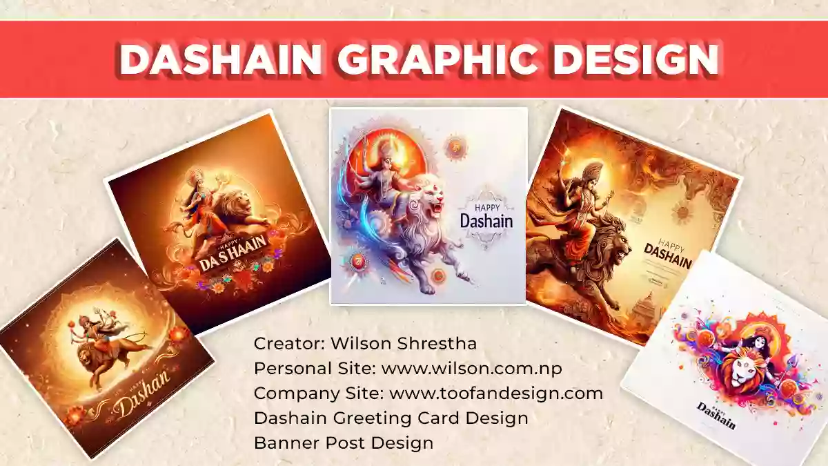 Dashain greeting card design and social media graphic design post