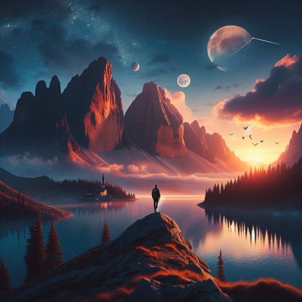 Person alone enjoying a natural view on a calm Friday