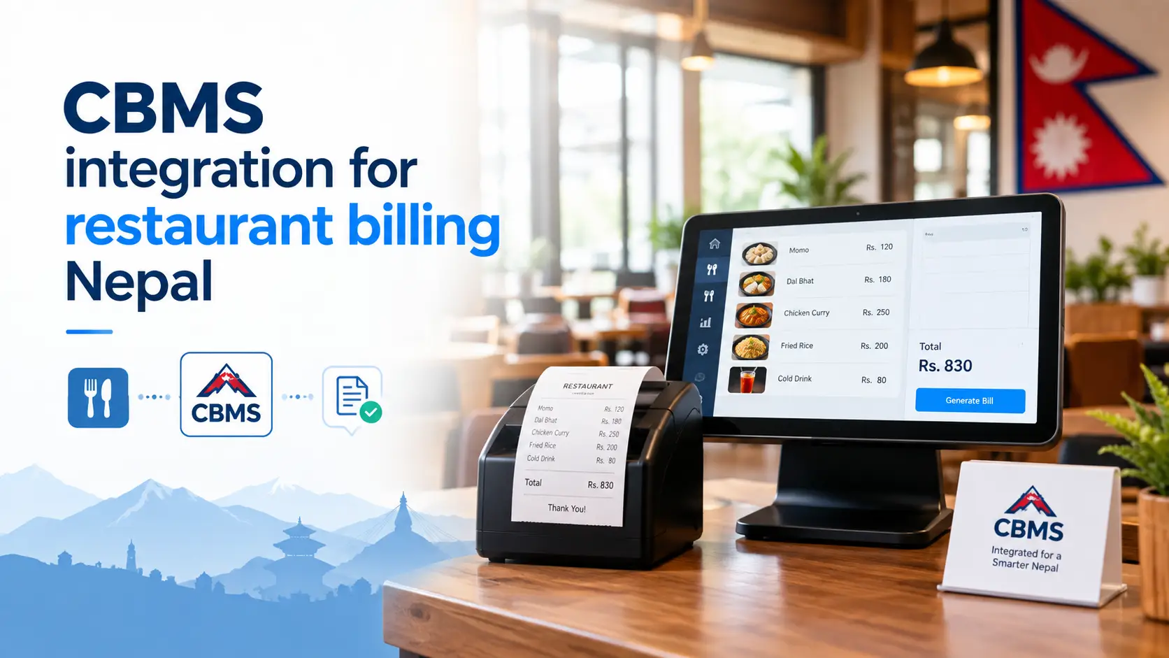 CBMS integration for restaurant billing in Nepal – how a restaurant POS bill travels from the table to the IRD Central Billing Monitoring System