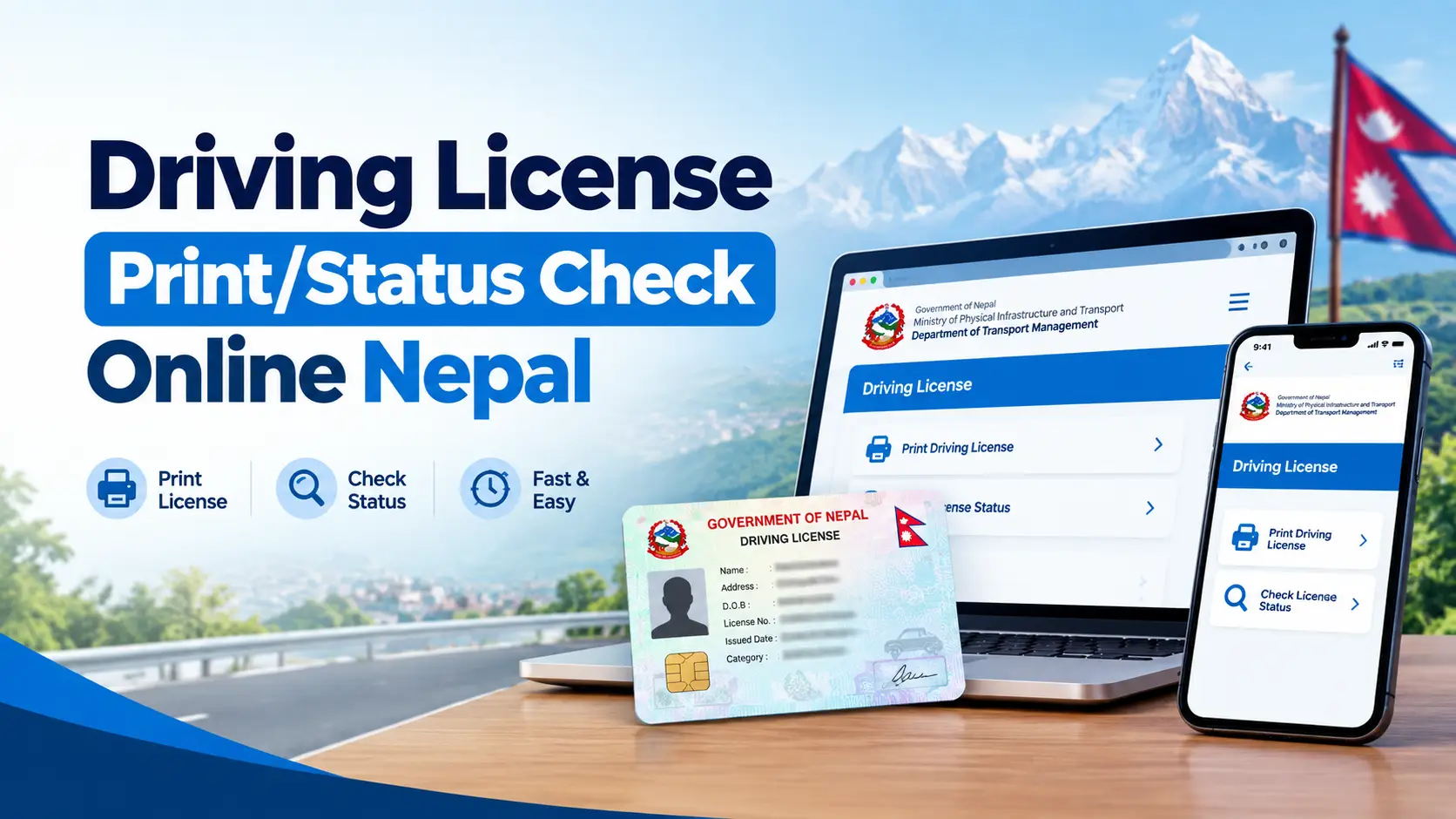 Driving license print status check online Nepal – DOTM smart card checker