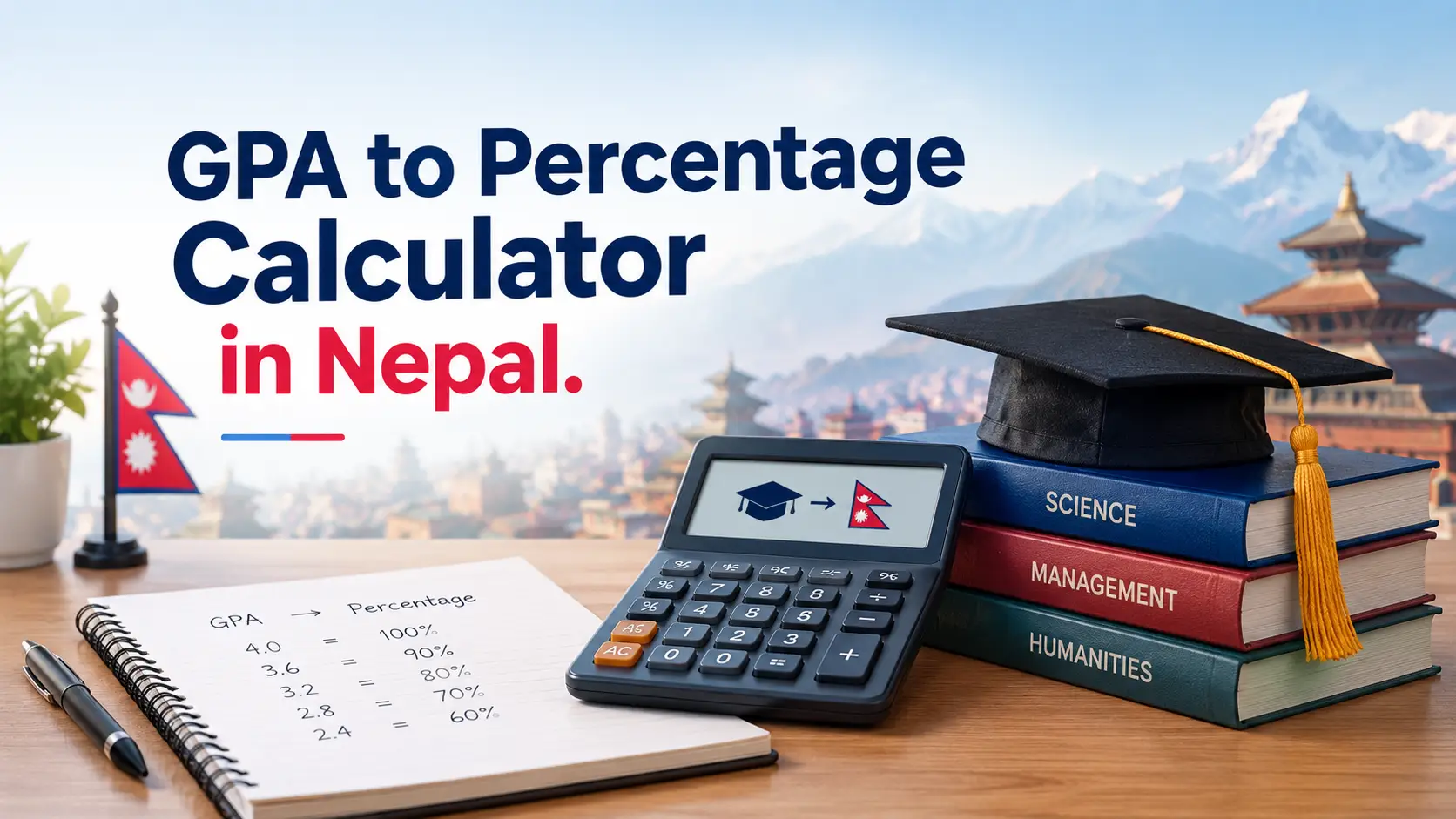 GPA to Percentage Calculator in Nepal showing NEB and SEE GPA converted into an estimated percentage range