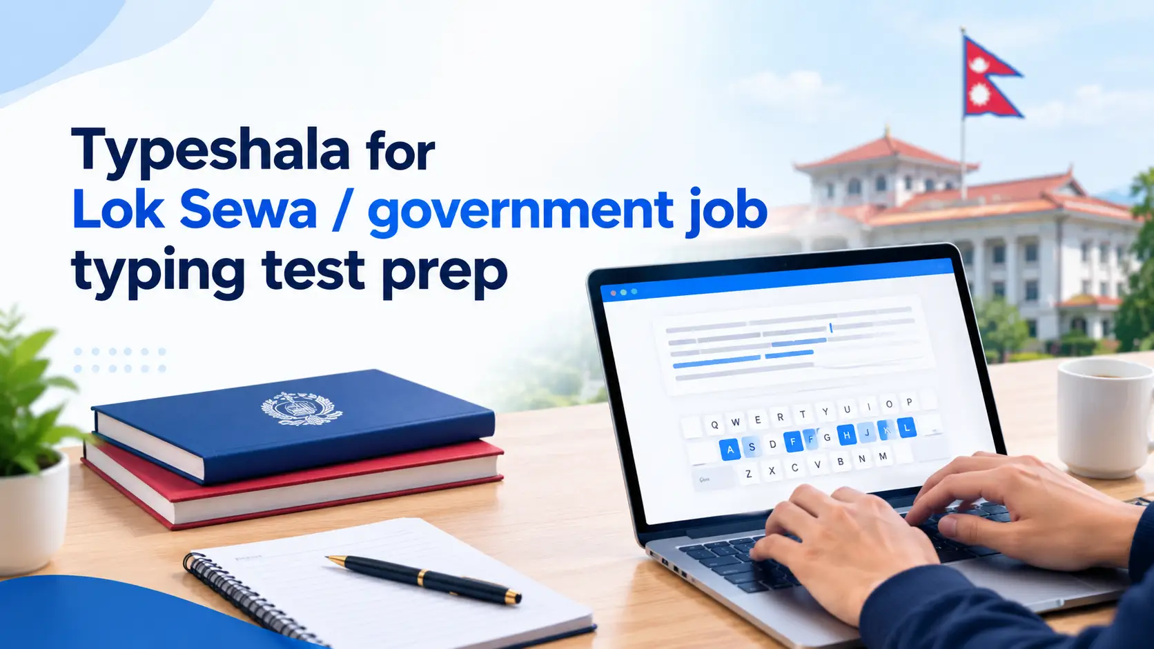 Typeshala for Lok Sewa government job typing test preparation on a Windows computer
