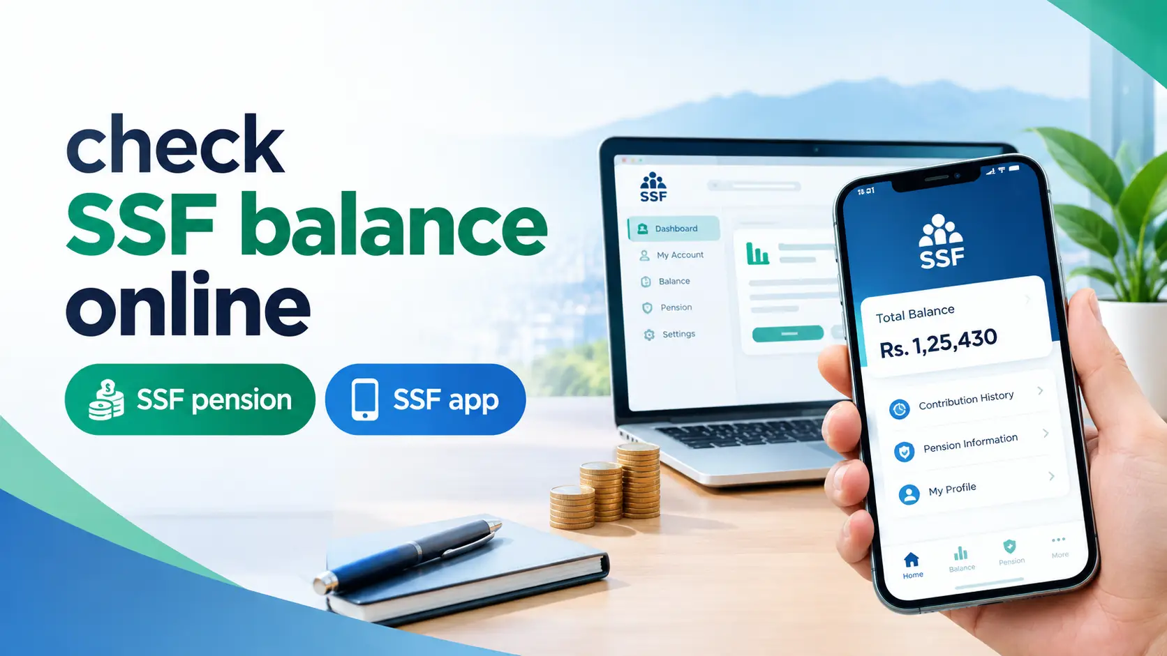 How to check SSF balance online in Nepal using the SSF contributor portal and SSF app, with SSF pension explained