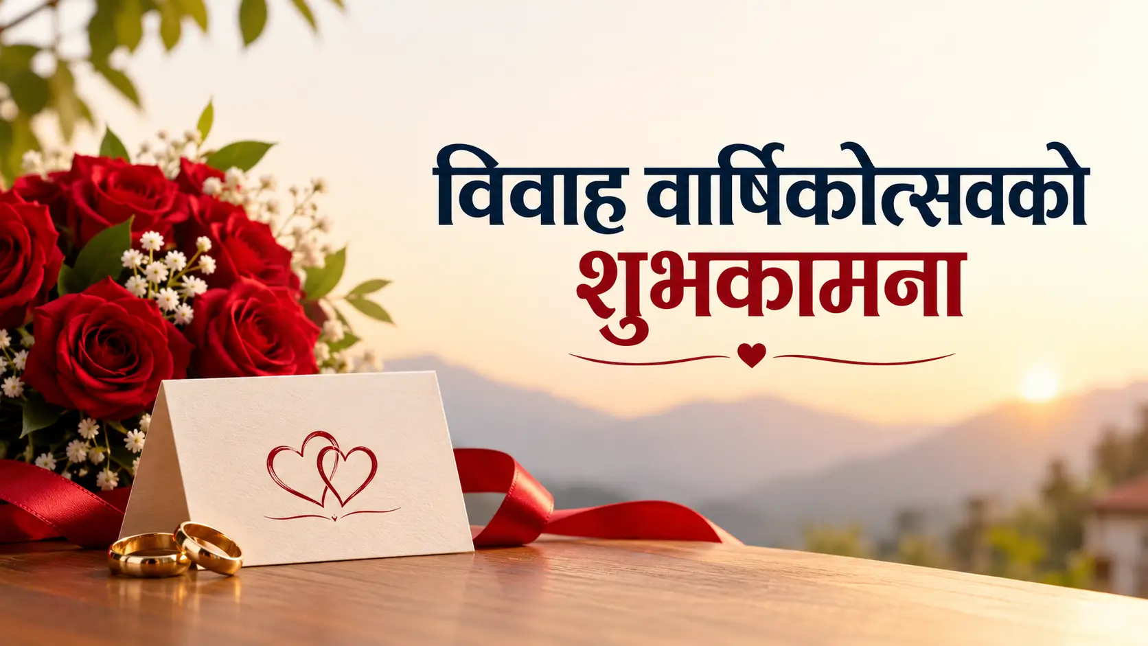Marriage anniversary wishes in Nepali greeting card
