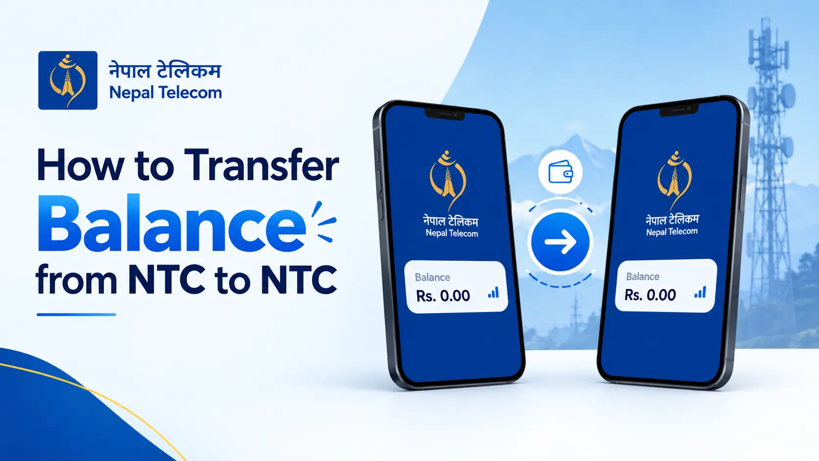 How to transfer balance from NTC to NTC using the USSD code, Nepal Telecom app and Self-Care