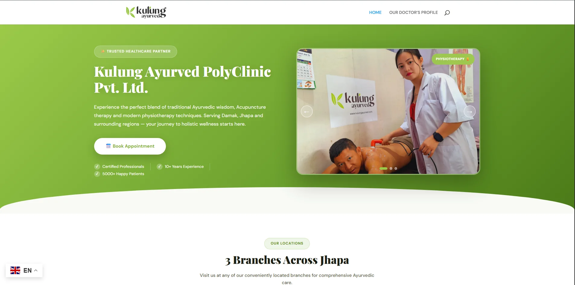 Kulung Ayurved PolyClinic website