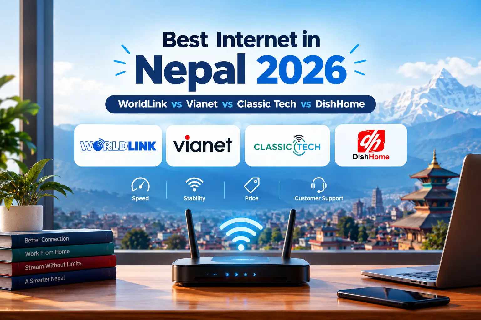 Best internet in Nepal 2026: WorldLink vs Vianet vs Classic Tech vs DishHome compared