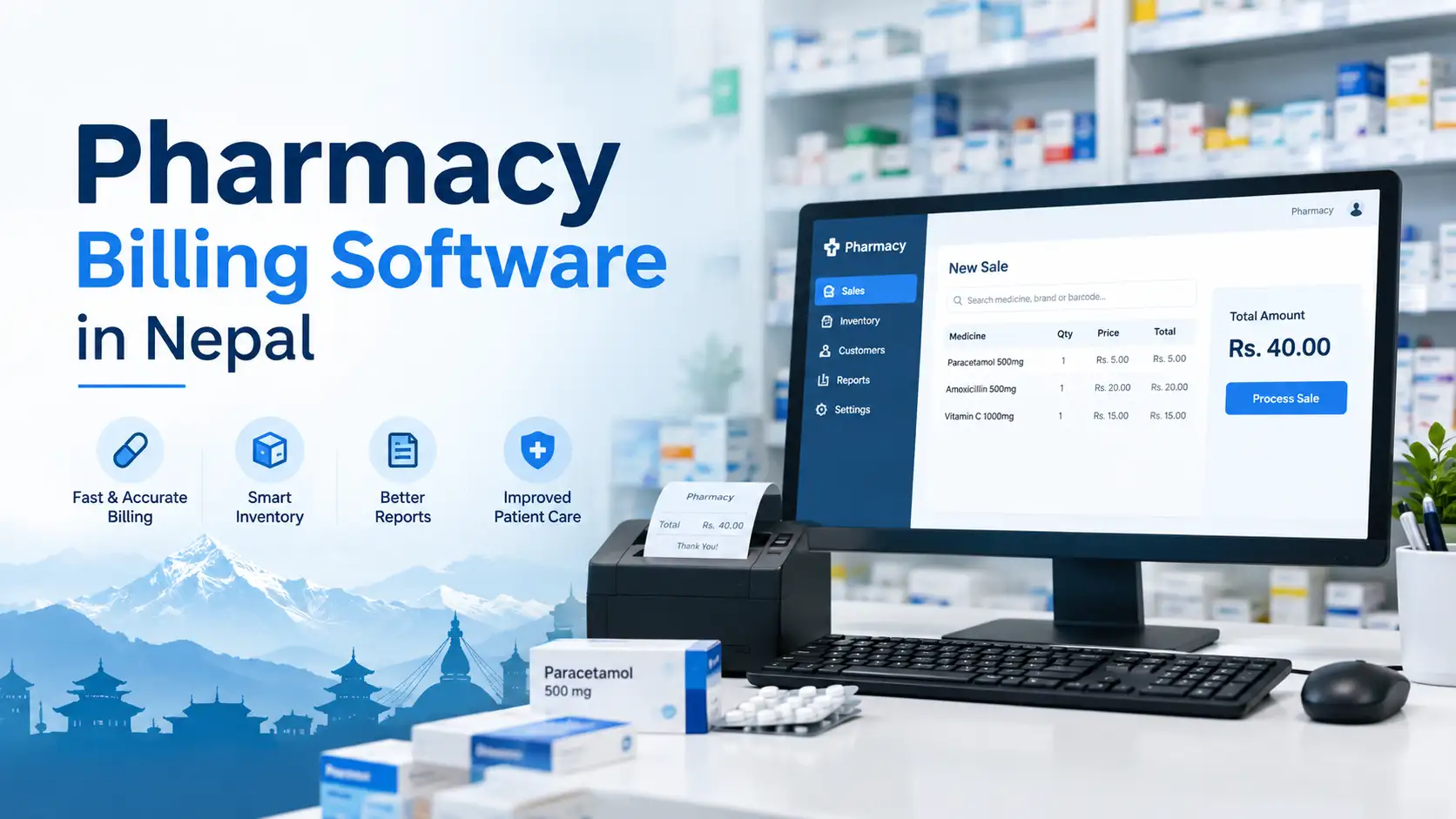 Pharmacy billing software in Nepal – medical store counter billing with batch, expiry and IRD-compliant invoice