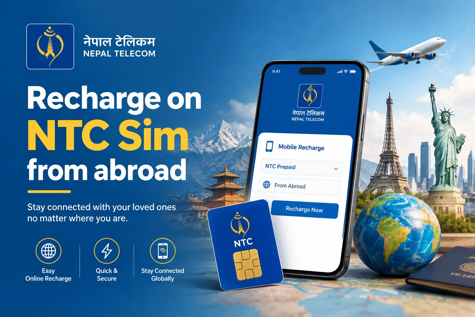 Recharge NTC SIM from abroad using card, wallet or PIN