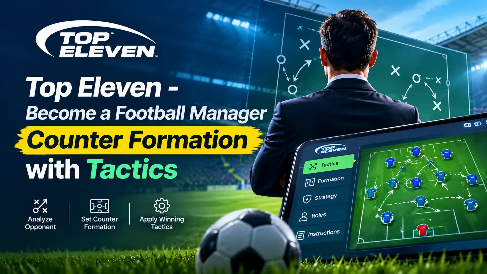 Football manager analyzing tactics and formation screen