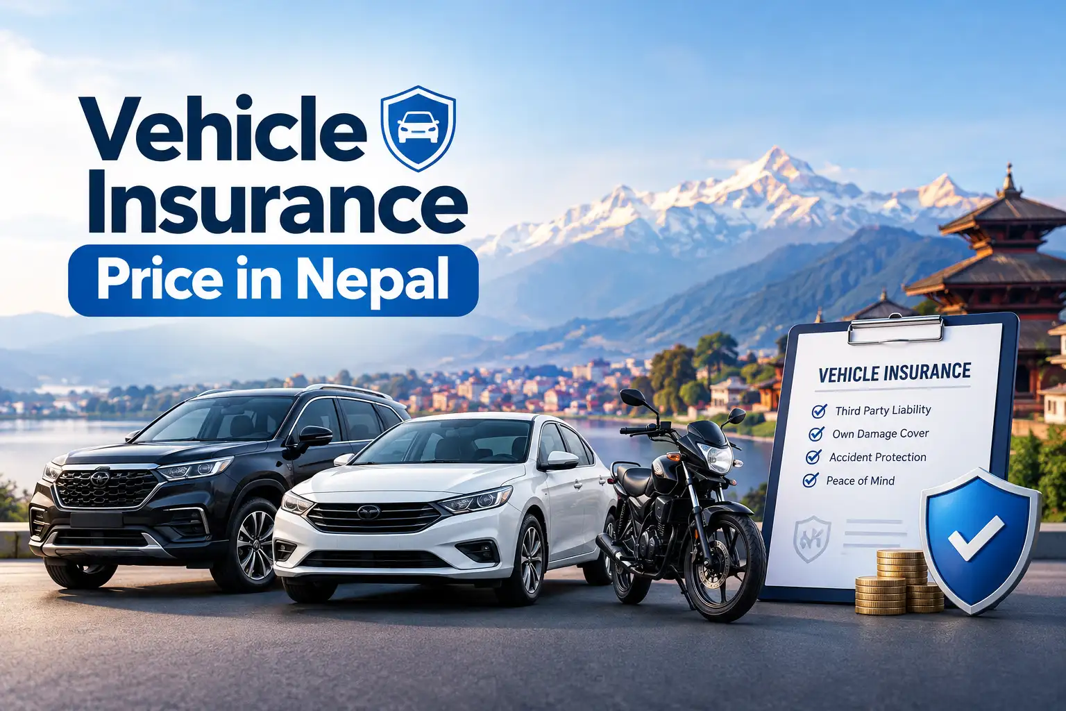 Vehicle insurance prices in Nepal 2026 showing third-party premium rates for bikes, cars and electric vehicles