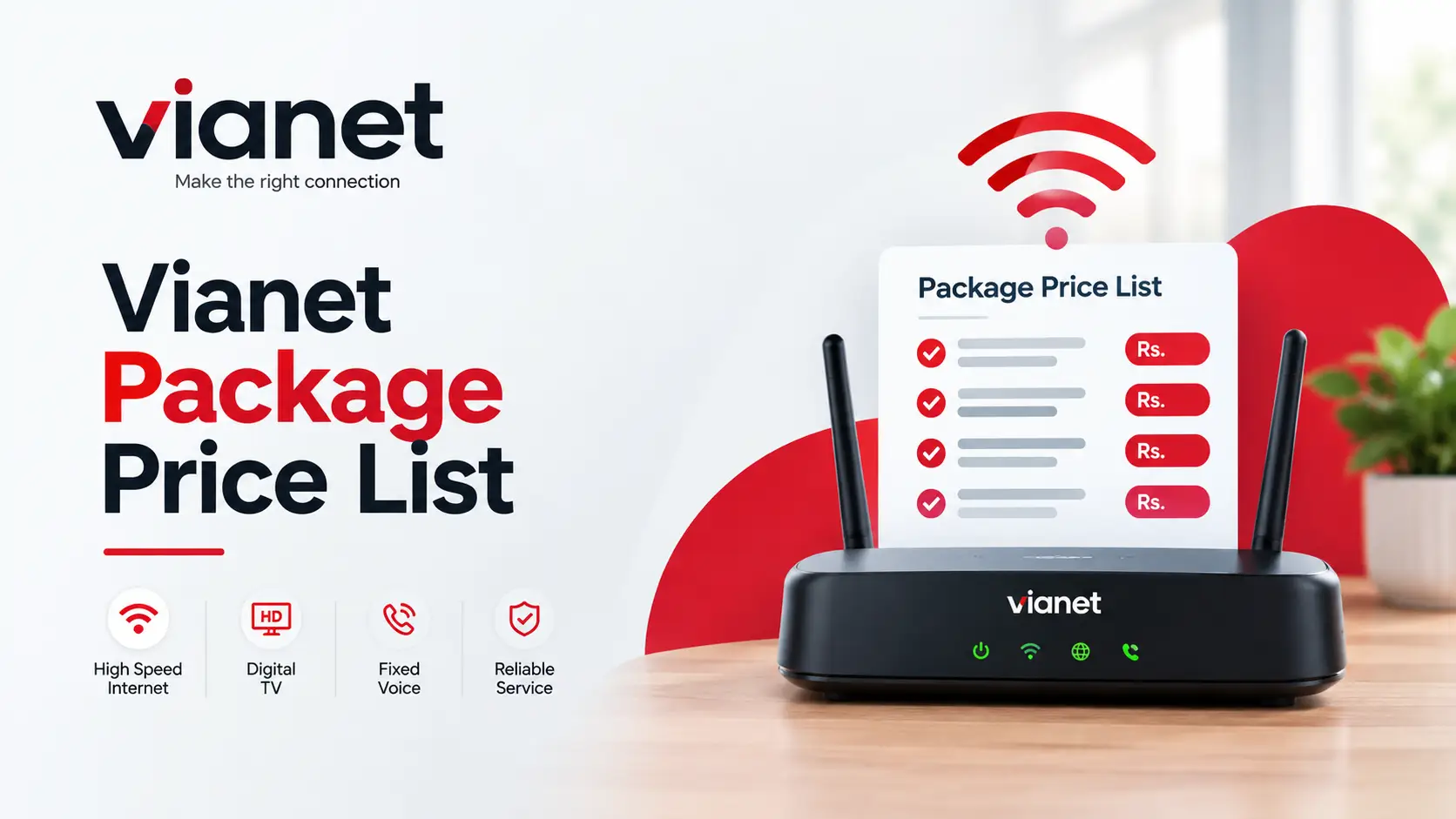 Vianet package price list 2026 for WiFi 6 internet plans