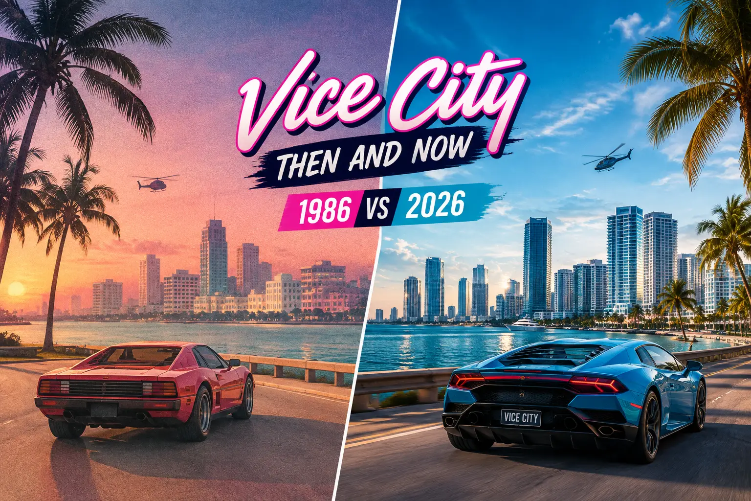 Vice City Then and Now: 1986 vs 2026 Vice City then and now 1986 vs 2026 - GTA Vice City compared with GTA 6