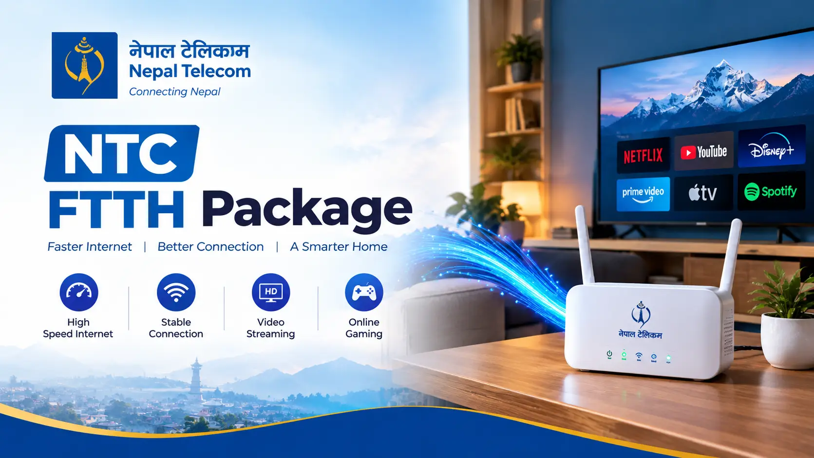NTC FTTH package 2026 โ Nepal Telecom NT Fiber internet price list