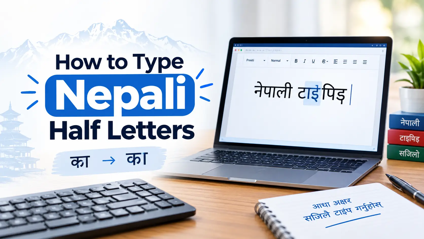 How to type Nepali half letters – consonant plus halant plus consonant on a keyboard