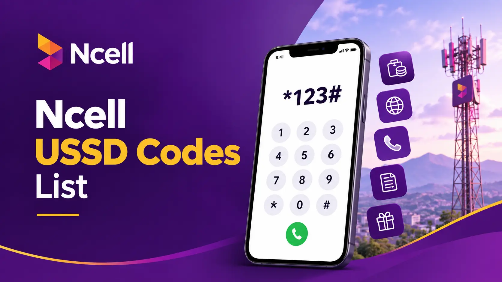 Ncell USSD codes list for balance check, data, recharge and number check